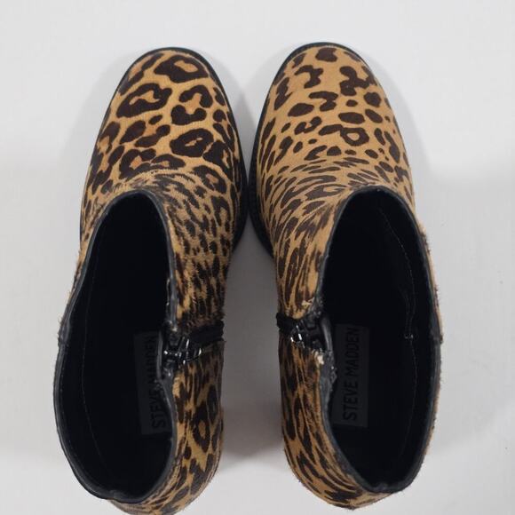 Steve Madden Womens Leopard Ankle Boots Size 8.5 Block Heel Side Zip Trendy - Picture 6 of 11
